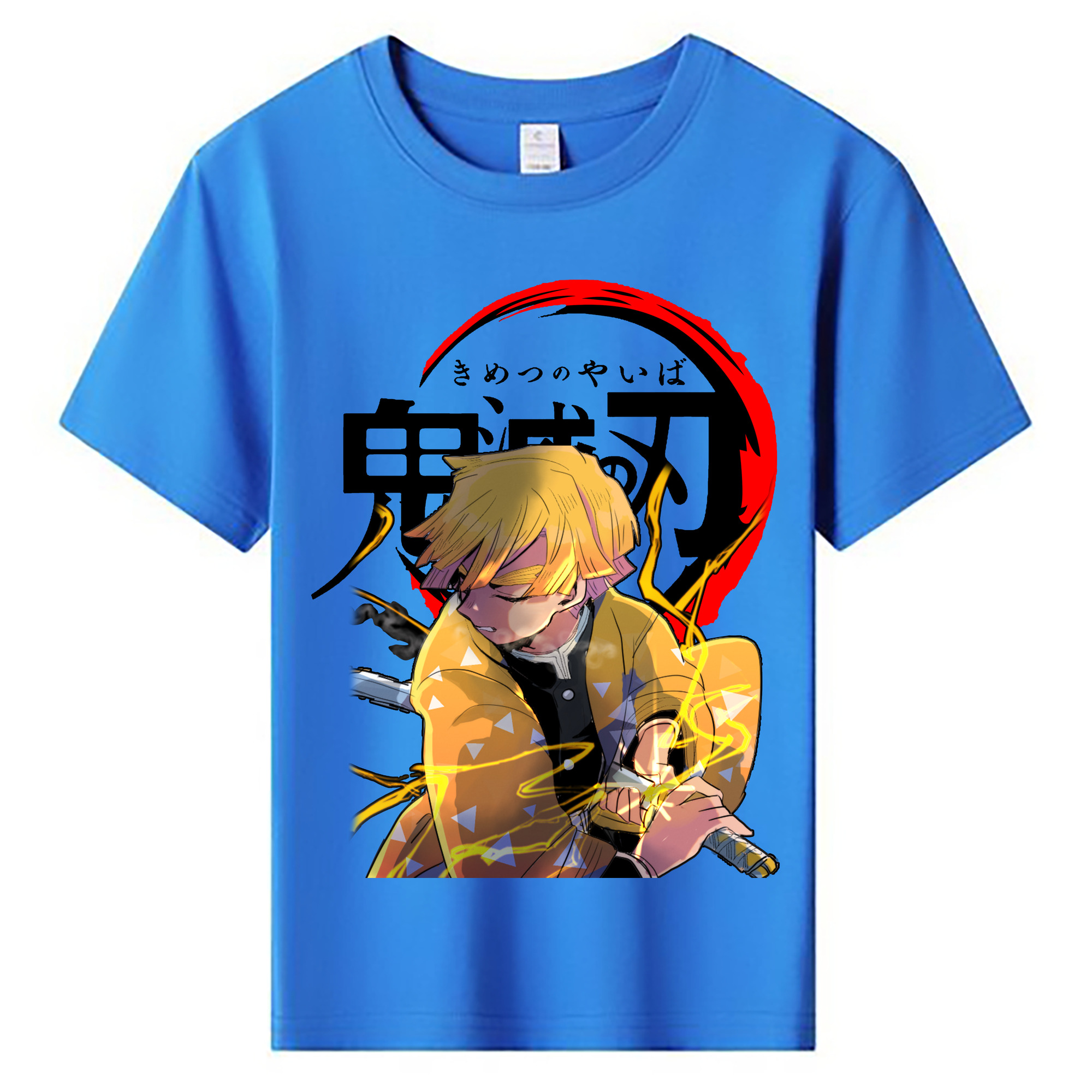 （画像用） 鬼滅の刃（きめつのやいば）我妻 善逸／あがつま ぜんいつ Agatsuma Zenitsu 綿100％キッズTシャツ（フロントプリント）